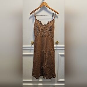 Ermanno Scervino Tan Lace Accent Dress